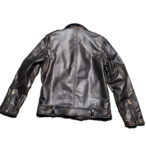 ZARA Men's Moto Biker Jacket Faux Leather Black Brown Medium NWOT - Picture 2 of 15
